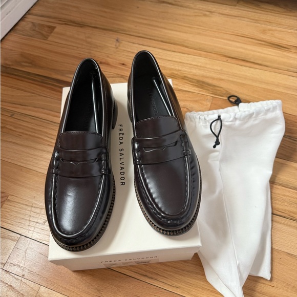 Freda Salvador Elba Penny Loafer in Rich Brown - Picture 3 of 9